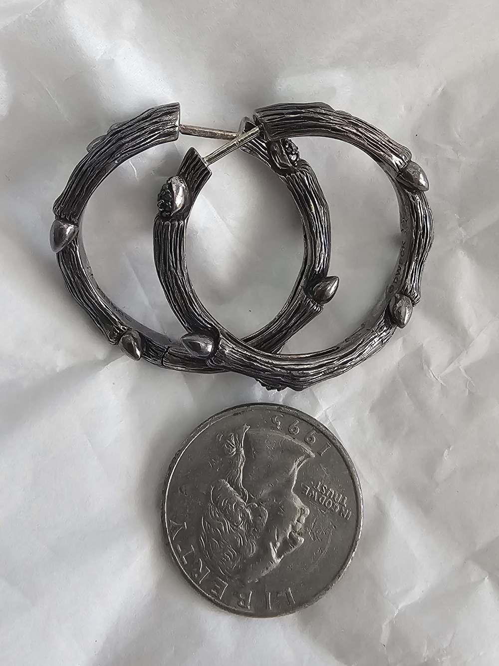 Stephen Dweck sterling silver branch hoop earrings